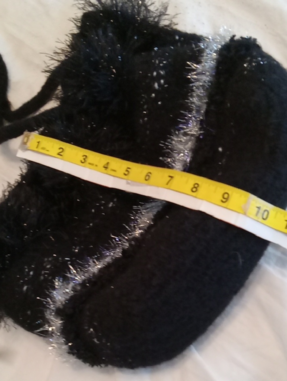 Black Faux-Fur Shoulder Bag with Silver Trim. Fun and Fabulous - Picture 6 of 8